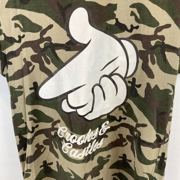 Crooks & Castles Men's Mickey Gun Hands T-Shirt Camouflage T Shirt Small - Picture 6 of 8